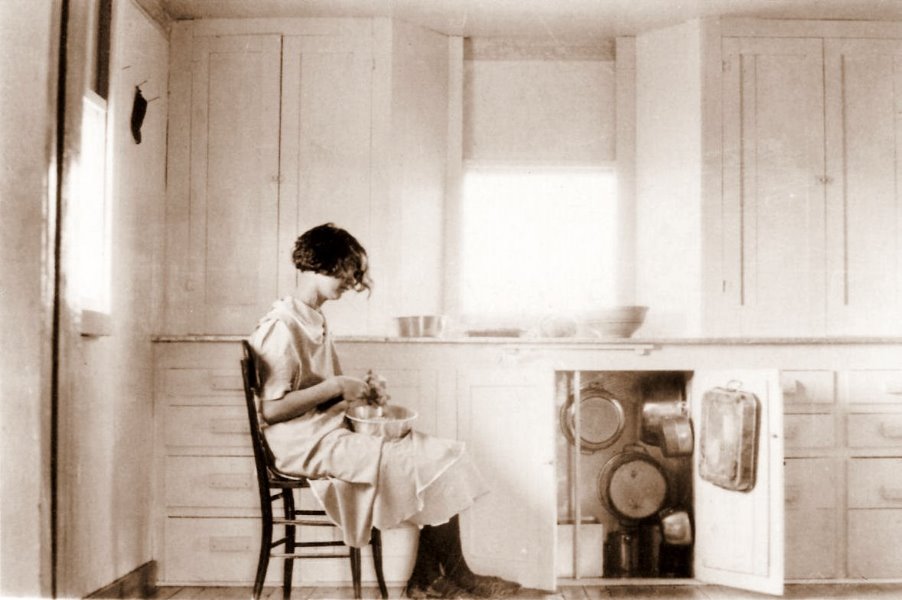 Ruby in the kitchen at Abernathy, 1925